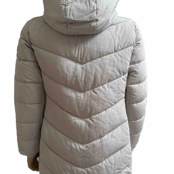 Andrew Marc Beige Winter Puffer Long Coat Jacket Hooded Faux Fur L Large Women - Picture 3 of 6